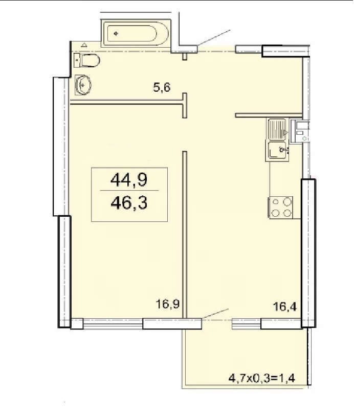 1-комнатная квартира в ЖК Акрополь