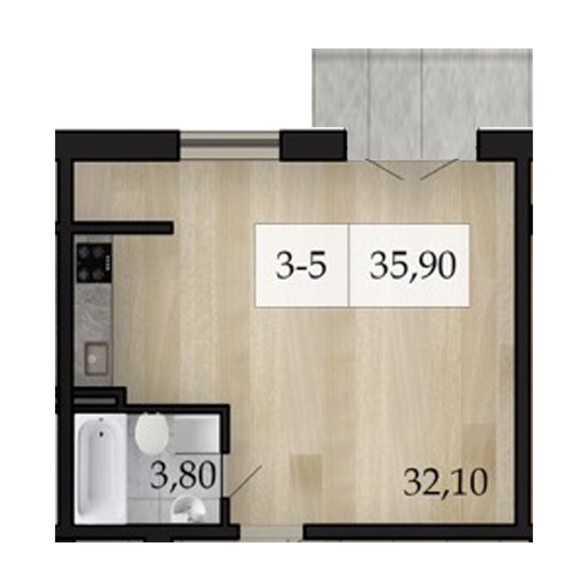 1-комнатная квартира в новом доме на Маршала Малиновского