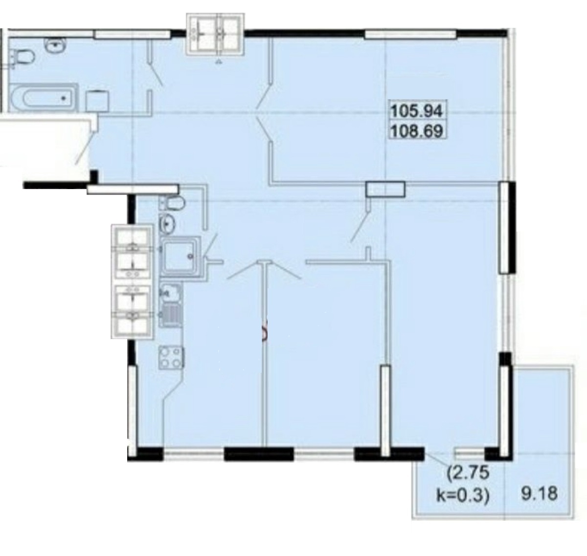 3-комнатная квартира в Акрополь-1