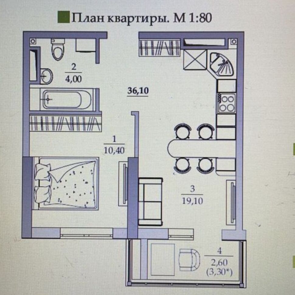 1- комнатная квартира в ЖК Таировские Сады