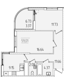 2-комнатная квартира в жилом комплексе 63 Жемчужина