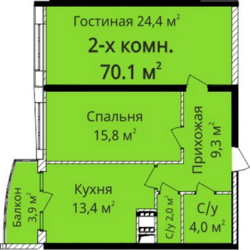 Двух комнатная квартира в ЖК Четыре сезона на проспекте Гагарина