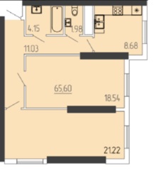 2-комнатная квартира в жилом комплексе 65 Жемчужина