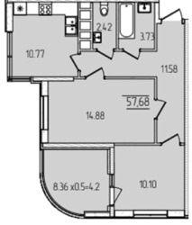 2-комнатная квартира в жилом комплексе 60 Жемчужина